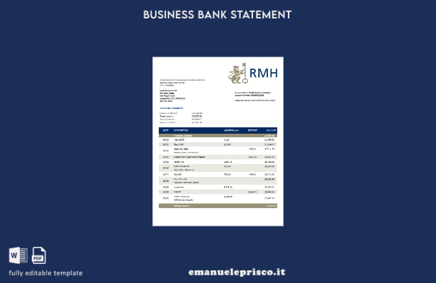 modello di estratto conto aziendale Rand Merchant Bank in stile verificato Model